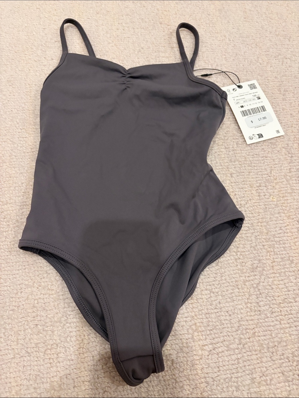 Zara Girls' Charcoal Gray Bodysuit